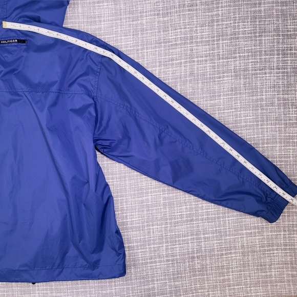 Tommy Hilfiger Windbreaker Black Logo Clear Zip Royal Blue Relaxed Fit Men's S - Picture 4 of 13